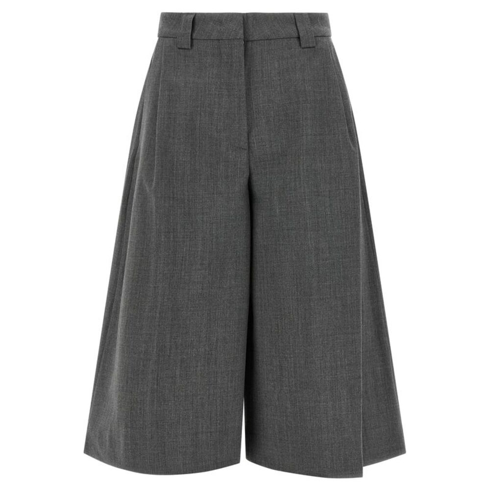 THELATEST Gray Polyester Bermuda Women's Shorts